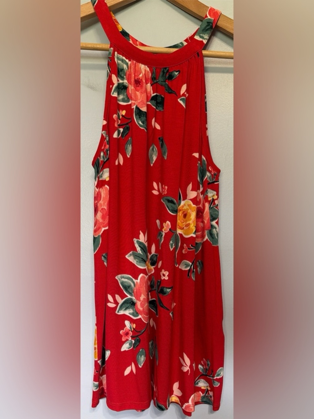 Market & Spruce woman Red Floral Halter blouse size small